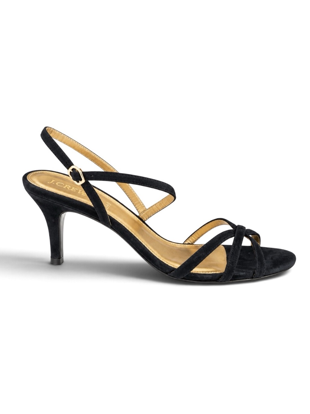J. Crew Suede Ankle Wrap Kitten Heels Strappy Sandals Black Size 8